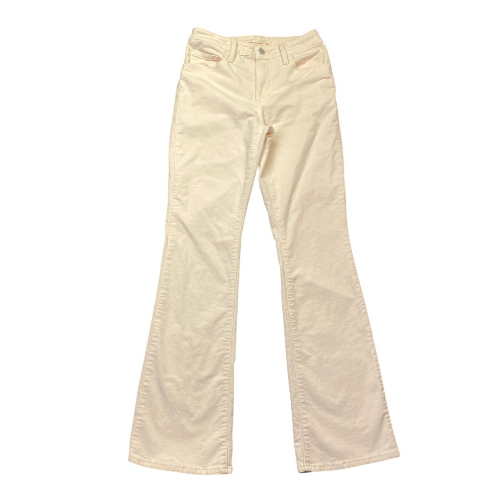 Levis 725 High Rise Bootcut Corduroy Pants Cream Sz 26 Grunge Preppy‎ Boho Retro